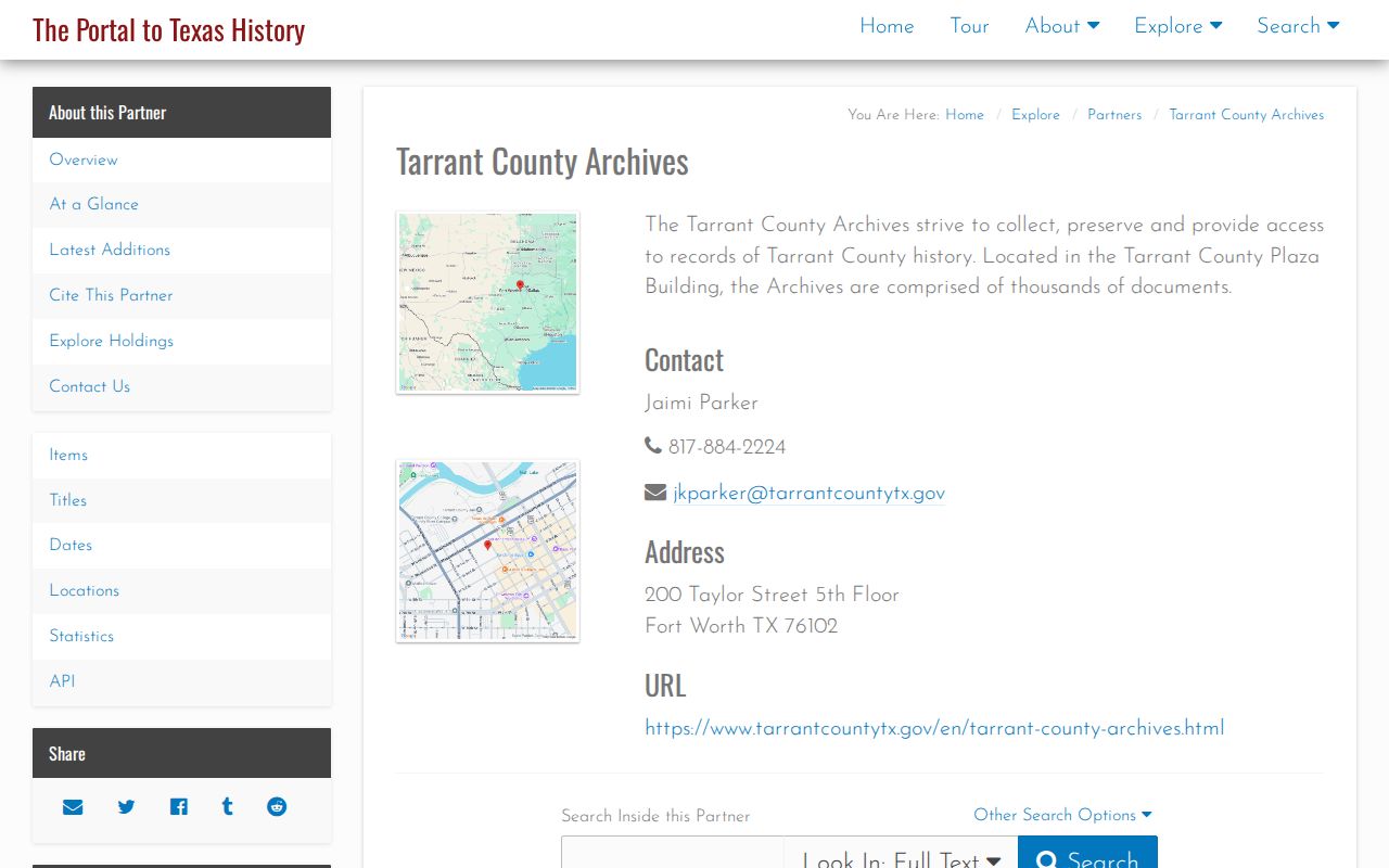 Benbrook previous residents household research in Portal to Texas History Tarrant County Archives materials