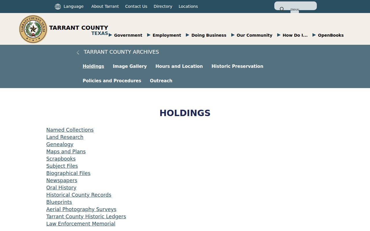 Benbrook residents directory view of Tarrant County Archives holdings