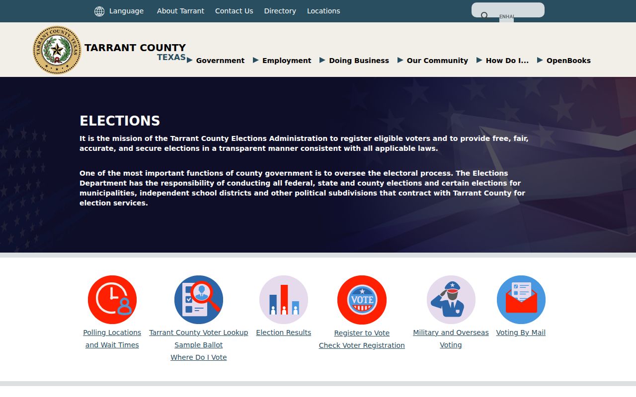 Benbrook residents directory view of Tarrant County voter lookup resources